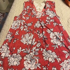 Floral Red Sleeveless shirt